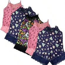 Kit 5 Baby Doll Short Set With Datha Lace Detail - 彩色 - 查看 3