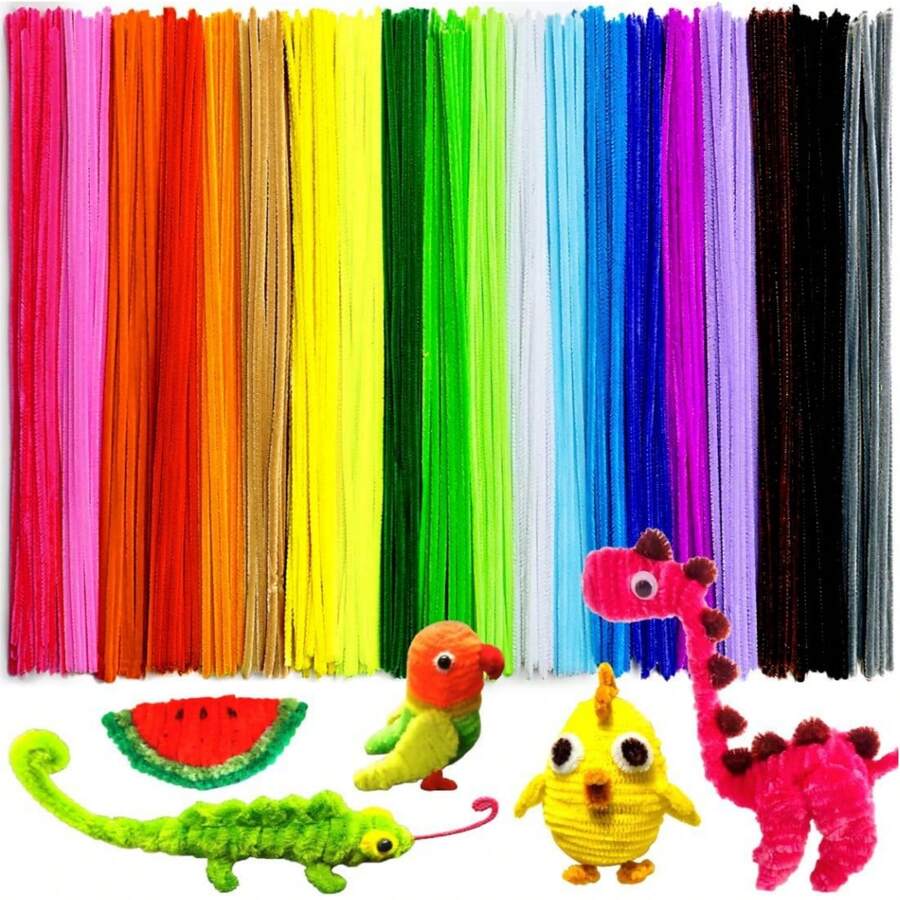 Value Pack 100pcs, DIY Pipe Cleaners Bulk, Encrypted Chenille Stems