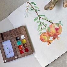 Mini Paint Box Outdoor Sketching Portable Paint Dispenser Box 8 Compartments Walnut Paint Box Handmade Magnetic Portable Paint Box For Nail Art - 核桃 - 查看 3