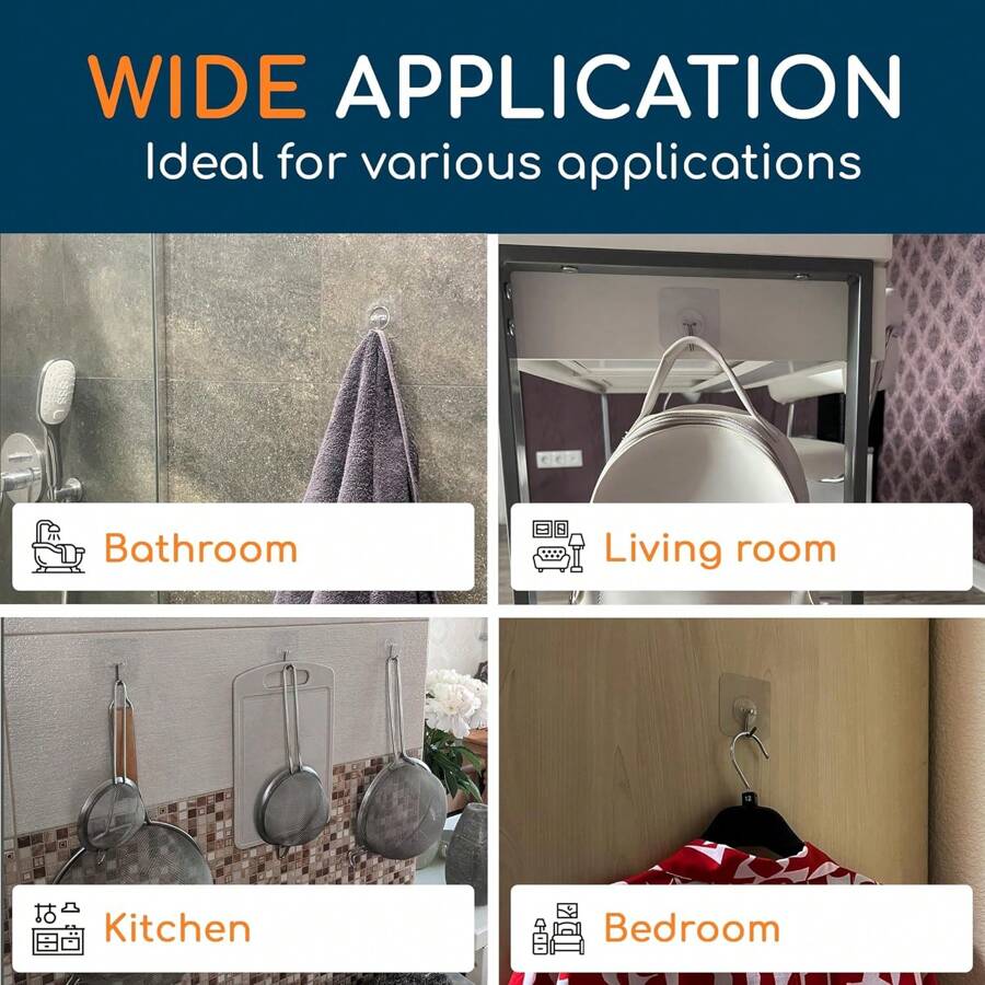 Adhesive Hooks, NailFree Wall Mount Hanger, Sticky Screws Holders For