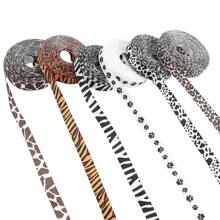 5 Yards 1 cm rộng ruy băng in hình động vật rừng rậm, ruy băng viền có dây, đồ trang trí in hình bàn chân chó, báo, ngựa vằn, ruy băng để gói quà tự làm, đồ trang trí tiệc Wild One, vòng hoa, quà tặng, đồ trang trí nhà, may vá, trang trí quà tặng Giáng sinh và năm mới - Nhiều màu - Xem 9