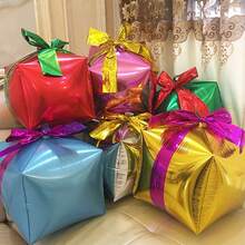 6 cái/bộ 22 inch hộp quà Giáng sinh màu đỏ và xanh lá cây bóng bay giấy bạc, trang trí tiệc Giáng sinh và năm mới - Nhiều màu - Xem 10