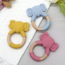 1 件装婴儿硅胶牙胶，枫木大象出牙玩具，硅胶，新生儿礼物 - 彩色 - 查看 4