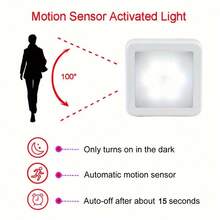 Đèn tường cảm biến chuyển động không dây, đèn ngủ LED sạc lại, đèn cảm ứng tự động bật/tắt, dùng cho nhà bếp, phòng ngủ, phòng khách, hành lang, chiếu sáng - trắng - Xem 4