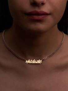 1pc Gold Silver Rose Gold Women's Daily Wear Personalized Chain Name Necklace, Adjustable Necklace Length, Decorative Jewelry Thanksgiving Christmas (Custom Remarks In English Only),Silver,Stylish,Colorful,Vintage,Hipster,Simple,Y2k,2000s Fashion,Custom,Personalized,Unique,Ideal Gifts For Him,Ideal Gifts For Her,Her,Boyfriend,Girlfriend,Dad,Mom,Family,Friends,For Anniversaries,For Birthdays,For Graduation,For Prom,For Party,Necklaces For Women - Multicolor - View 4