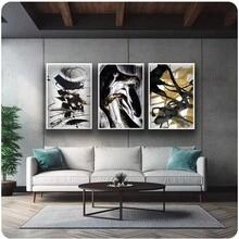 抽象黑金线条美学艺术海报印刷品 3 件套现代墙面艺术帆布画客厅家居装饰无框架 - 彩色 - 查看 2