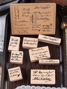 8/10 Chiếc/Hộp, Con dấu gỗ cổ điển, Con dấu in tay thiết kế nghệ thuật tiếng Anh, Con dấu cao su vuông, Dùng cho sổ lưu niệm và thiệp mời thủ công, Con dấu thủ công DIY, Thiệp nhật ký, Ảnh ghép - Nhiều màu - Xem 5