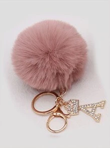 Sparkling Rhinestone Letters A-Z Keychain With Cute Plush Lucky Crystal Pendant Shiny Alloy Pendant Perfect For Bags And Backpacks - Perfect For Birthdays And Special Occasions Christmas Gifts Gift Thanksgiving