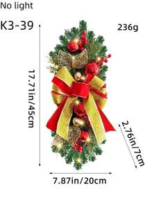 1pc Red Rattan Bowknot Decor Artificial Vine Wreath With Red Berries And Bowknot Design, Perfect For Indoor & Outdoor Home Decor, Birthday Party Decoration, Shelf Arch Stair Adornment, Suitable For All Seasons (Without Lights) Best Gifts Christmas Decorations Room Decor Christmas Winter Christmas Decorations Home Christmas Gifts Christmas Decor - Multicolor - View 10