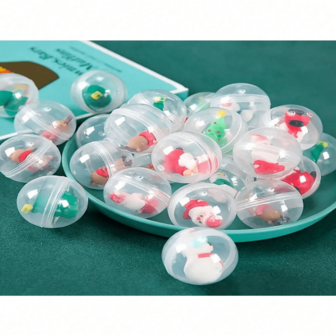 10 件圣诞迷你透明球饰品 - 随机圣诞老人和驯鹿雕像、圣诞装饰和派对礼物