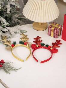 1 件装森林麋鹿头带配饰圣诞红鹿角头带女性发饰发夹头饰 - 彩色 - 查看 1