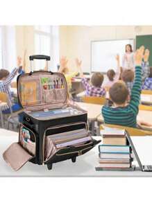Rolling Teacher Bag With Wheels, Teacher Tote Bag With Detachable Trolley, Wh... - 1 - View 8
