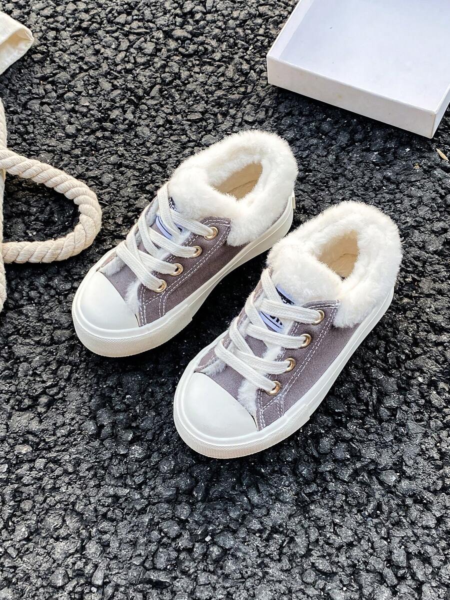 OPOEE 白色帆布鞋，中帮运动鞋，儿童帆布鞋，韩版简约，男女童鞋，硫化鞋，低帮休闲系带运动鞋，经典高帮帆布鞋，休闲运动滑板儿童鞋