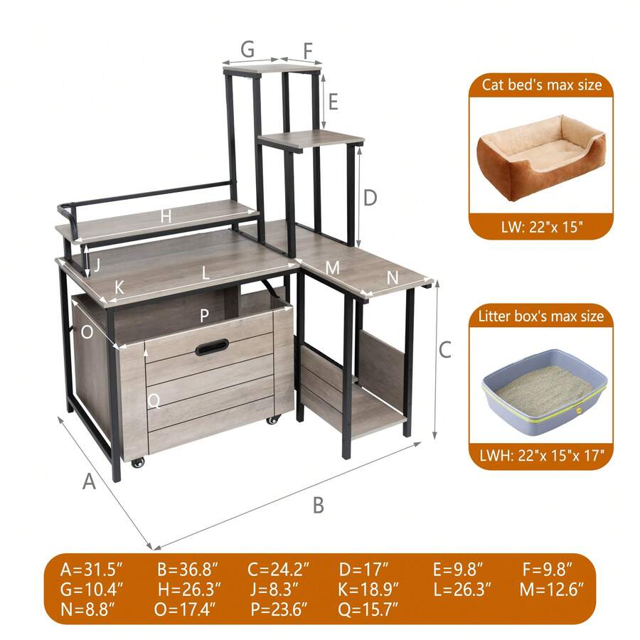 Modern Cat Litter Box Enclosure With Flower Stand Hidden Litter Box