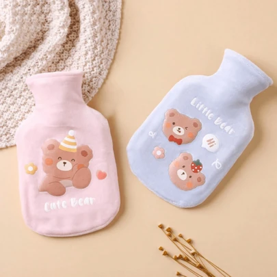 1pc Colored Teddy Bear Hot Water Bag, PVC Lining, Filled With Hot Water, Cute Plush Animal Warm Bag, Portable Hand And Foot Heating, Fast And Long-Lasting Warmth