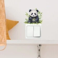 1 miếng dán hình công tắc hình gấu trúc, tre, tách trà và hoa màu nước - Nhiều màu - Xem 5