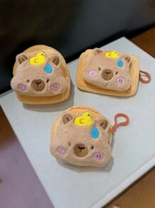 1 件水豚毛绒零钱包，可爱动物钥匙扣多功能卡/身份证夹，便携式配件 - 多色 - 查看 10