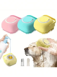 1pc Pet Bath Brush With Built-In Soap Reservoir, Suitable For Cats And Dogs