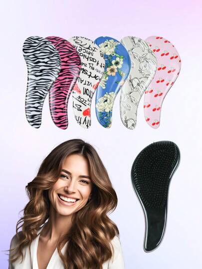 1 Cepillo Desenredante Multicolor Para Todo Tipo De Cabello Rizado Ondulado Mojado Seco Fino Grueso Liso Regalo Para Niñas Mujeres Cepillo Cómodo al Tacto Color Aleatorio