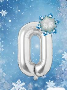 2pcs/Set 32" Silver Number Foil Balloon, Ice And Snow Birthday Party Decor Balloons, Frozen Theme, Frozen Balloons, Mini Gradient Snowflake Balloons, Winter Theme Party Decor, Snowflake Party Decoration, Christmas Party Decoration - Multicolor - View 21