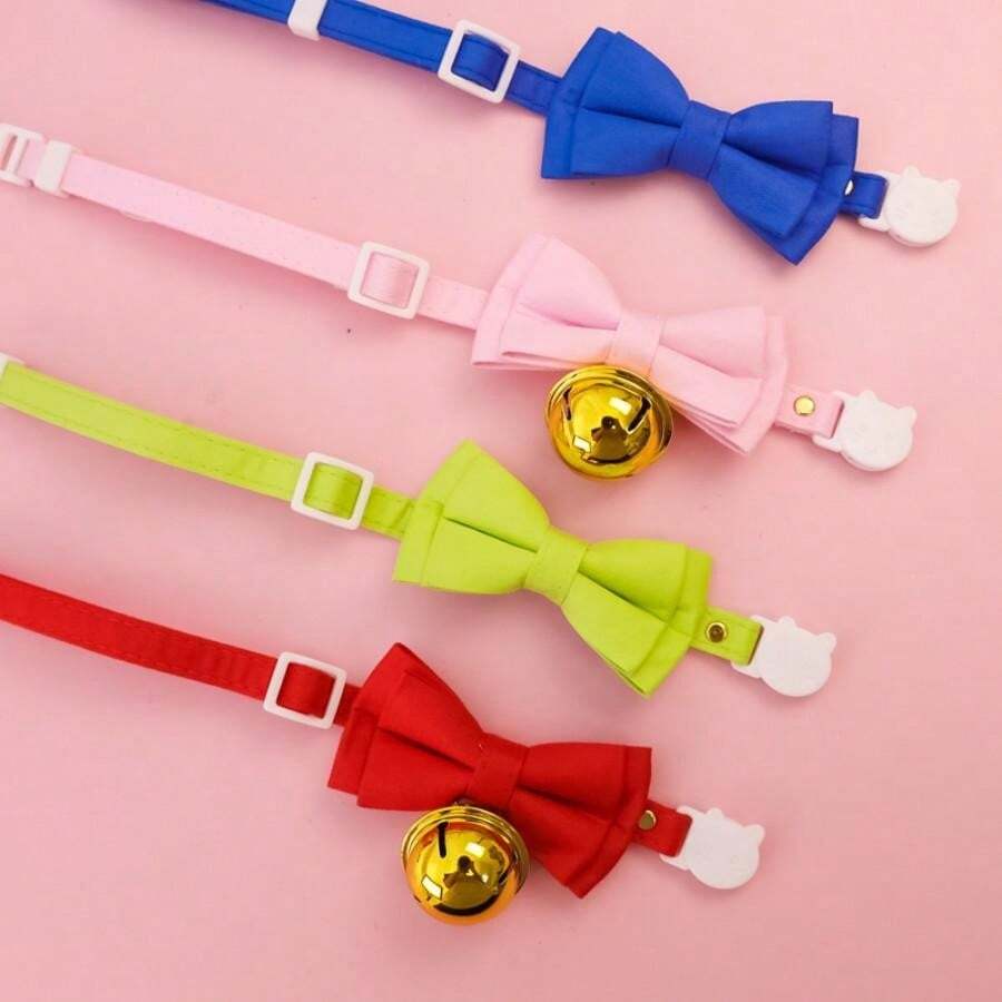 Pet Solid Color Bow Tie Gentleman Collar, Wedding Bell Decor Cute Neck