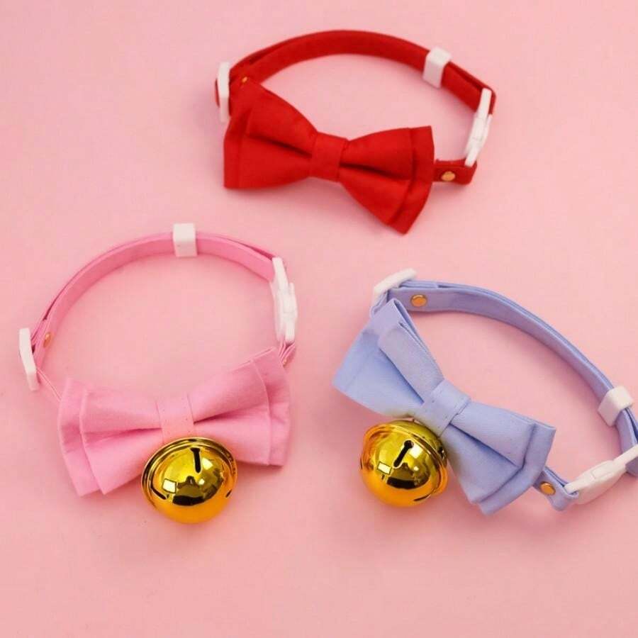 Pet Solid Color Bow Tie Gentleman Collar, Wedding Bell Decor Cute Neck