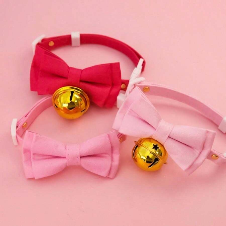 Pet Solid Color Bow Tie Gentleman Collar, Wedding Bell Decor Cute Neck