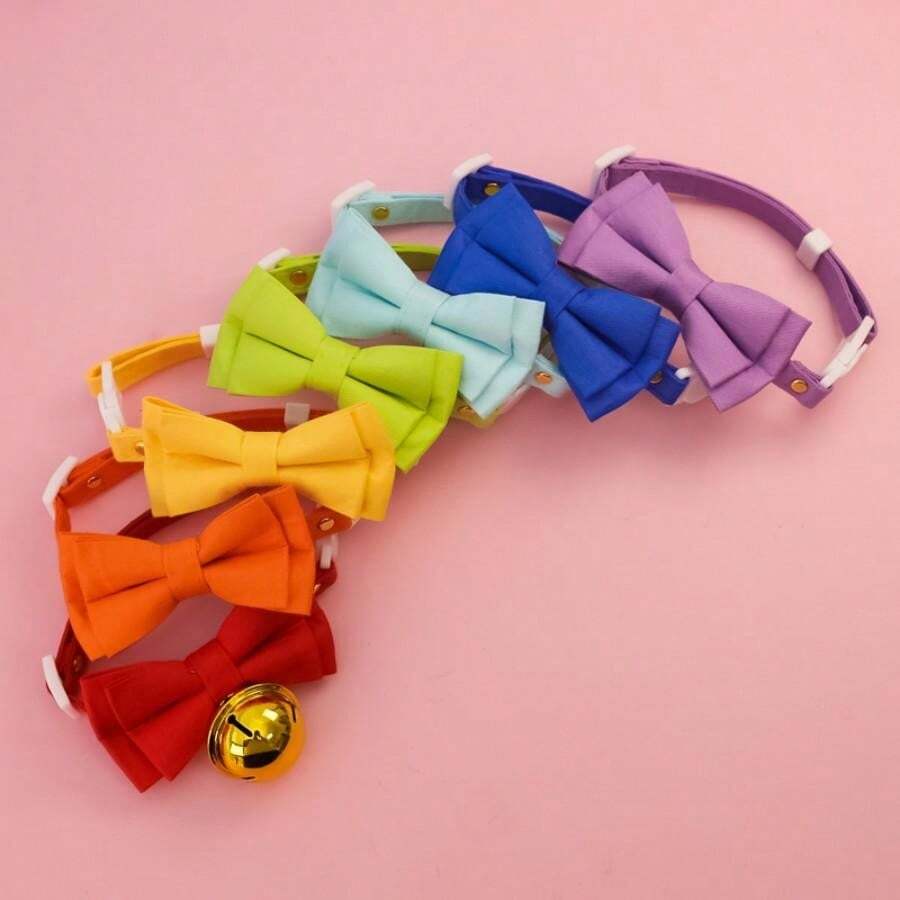 Pet Solid Color Bow Tie Gentleman Collar, Wedding Bell Decor Cute Neck