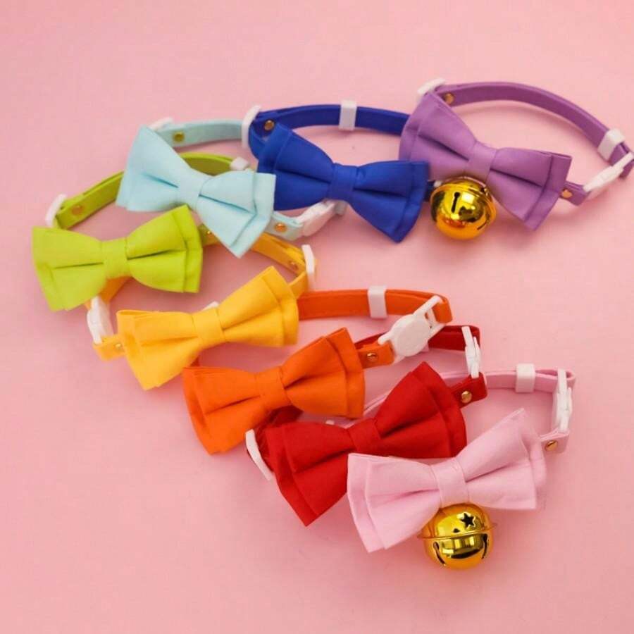 Pet Solid Color Bow Tie Gentleman Collar, Wedding Bell Decor Cute Neck