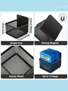 1pc Magnetic Tea Bag Organizer,Black Metal Tea Storage Box,Wall-Mounted Space Saving Tea Organizers And Storage For Refrigerator, Kitchen Shelf And Counter. - Black - View 6
