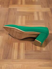 2024 New European & American Sexy Pointed Toe Chunky Heel Slip-On Pumps, Fashion Elegant Women Shoes, Spring/Autumn