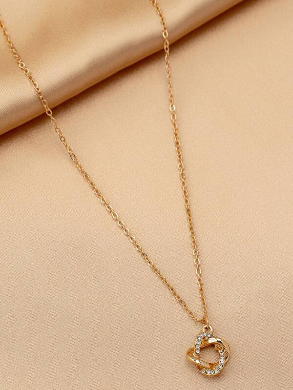 1pc 18K Gold Plated And Silver Plated Hollow Out Circle Geometric Collarbone Necklace Jewelry Gifts
