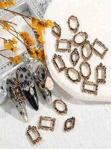 30 món đồ trang trí móng tay bằng kim loại khung ảnh cổ điển cho nghệ thuật làm móng mùa hè, đinh tán rỗng Y2K tự làm, phụ kiện trang trí móng tay cho lễ Phục sinh - Nhiều màu - Xem 4