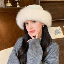 1 chiếc mũ xô màu trơn cho nữ, vải nỉ dày chống gió ấm áp cho mùa đông, dễ thương thời trang giản dị thanh lịch xu hướng đường phố cổ điển phù hợp với mọi hoạt động, thích hợp cho hoạt động ngoài trời, đi bộ, trượt tuyết, cưỡi ngựa, du lịch, tiệc tùng, sử dụng hàng ngày - MM1069 - Xem 8