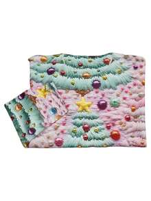 Damen Lässig Weihnachtsbaum Muster Pullover, Langarm Rundhals dünner Pullover, Weihnachts Neuheiten Herbst/Winter, Grün & Pink