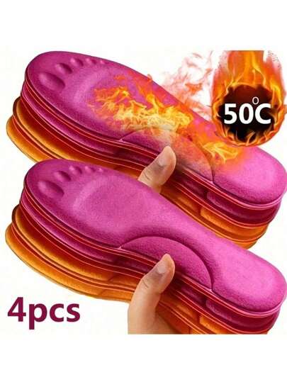 2Pairs Ultra-Warm Self-Heating Insoles Ultra-Soft,Thickened,Non-Slip Sweat-Absorbing, Anti-Odor,Memory Foam Shoe Pads Perfect For Cold Winter Outdoor Sports And Everyday Wear For Men And Women