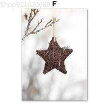 1 件装墙壁艺术帆布圣诞冬季雪屋鹿狐狸北欧海报和印刷品墙壁画客厅装饰画无框 - 彩色 - 查看 11