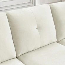 80" Convertible Sectional Sofa Couch, 3 Seats L-Shape Sofa With Removable Cushions And Pocket, Rubber Wood Legs, Beige Chenille - 米色+雪尼爾如圖 - 查看 13