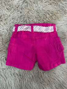 Baby Shorts For Girls 01 To 03 Years - 玫紅色 - 查看 2