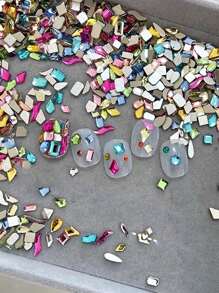 QPRETTY DU 100Pcs/500Pcs/600Pcs/1000Pcs 2-3Mm Mixed Shape Nail Resin Mini Flat Bottom Shape Drill 3D Nail Art Accessories Mixed Color Design Nail Decoration Nail Supplies Nails Nail Charms Nail Gems