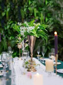 1/3pcs Gold Metal Decorative Flower Vase, Trophy, Candle Holder, Centerpiece For Party, Holiday, Dining Table, Wedding, Anniversary, Birthday, Home Decor, Room Decor, Personalized Gifts, Autumn Decor, Back To School Season, Christmas, Thanksgiving