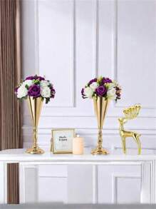 1/3pcs Gold Metal Decorative Flower Vase, Trophy, Candle Holder, Centerpiece For Party, Holiday, Dining Table, Wedding, Anniversary, Birthday, Home Decor, Room Decor, Personalized Gifts, Autumn Decor, Back To School Season, Christmas, Thanksgiving