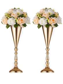 1/3pcs Gold Metal Decorative Flower Vase, Trophy, Candle Holder, Centerpiece For Party, Holiday, Dining Table, Wedding, Anniversary, Birthday, Home Decor, Room Decor, Personalized Gifts, Autumn Decor, Back To School Season, Christmas, Thanksgiving