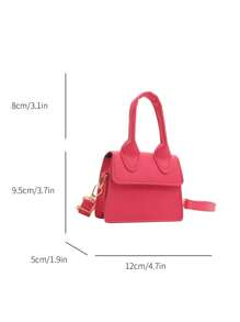 1pc Solid Color PU Flap Closure Mini Handbag, Fashionable Retro Tote Shoulder Crossbody Square Bag Suitable For Daily Use