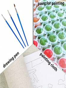 1 套圣诞系列圣诞树和雪人图案 DIY 数字油画套件，精心制作的绘画表达您的个性化，选择一款来装饰您的空间，40*50 厘米 - 白色 - 查看 4