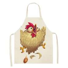 1PC Funny Chicks And Cute Animals 3D Pattern Linen Apron For Home Cooking, Kitchen Wear, And Cooking Enthusiasts - Multicolor - View 2