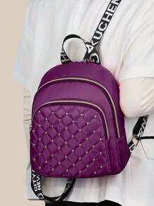 Diamond Check Embroidered Thread Rivet Backpack New Fashion Travel Bag Leisure Large Capacity Backpack [Zipper Direction Random] Christmas Men Bag Vacation Travel Essentials Dad Gifts School Bag Travel Backpack Sports Bag Laptop Bag Holiday Essentials Bag For Men Camping Bags Summer Back To School Beach Bag Beach Laptop Case The Sporty Life Summer Bag Spring Break Bag Pack Backpacks Travel Must Haves Large Bag School Supplies School Backpack