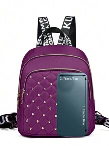 Diamond Check Embroidered Thread Rivet Backpack New Fashion Travel Bag Leisure Large Capacity Backpack [Zipper Direction Random] Christmas Men Bag Vacation Travel Essentials Dad Gifts School Bag Travel Backpack Sports Bag Laptop Bag Holiday Essentials Bag For Men Camping Bags Summer Back To School Beach Bag Beach Laptop Case The Sporty Life Summer Bag Spring Break Bag Pack Backpacks Travel Must Haves Large Bag School Supplies School Backpack