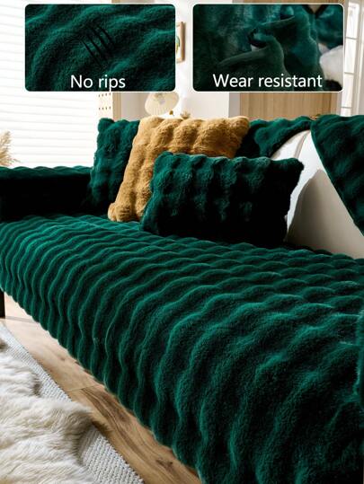 1pc Thickened Plush Sofa Cushion Cover, Warm All Season Anti-Slip Sofa Slipcover, Dust-Proof Machine Washable Sofa Mat For Bedroom, Office, Living Room L-Shaped Sofa 1/2/3/4 Seats