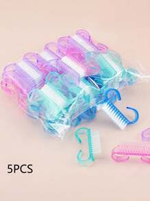 QPRETTY DU 1/5Pcs Nail Brush Plastic Handle Nail Brush Cleaning Brush Random Color Cleaner Nail Art Stiff Bristle Brush